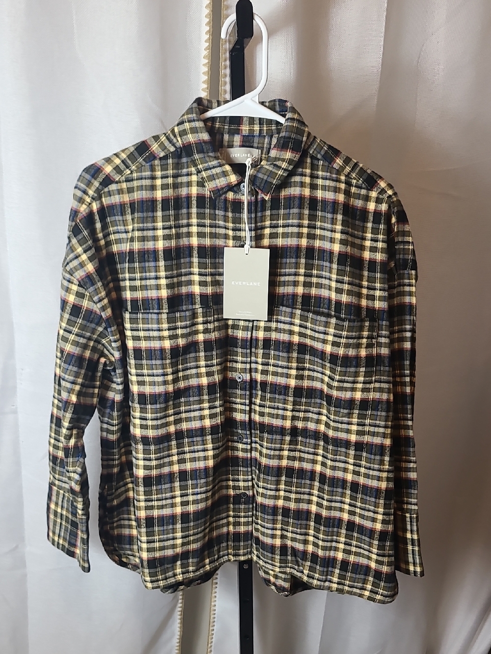 Everlane Oversized Plaid Boxy Flannel Shirt Size Medium New - Picture 4 of 9